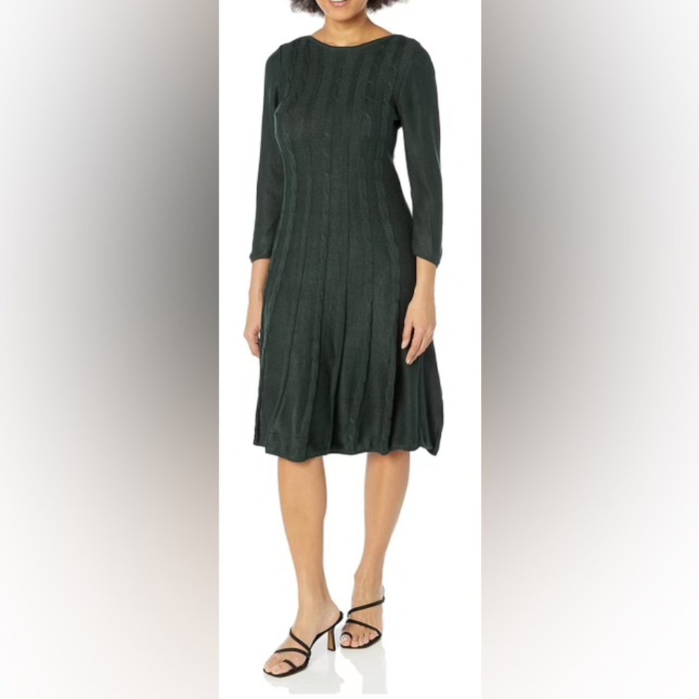 Nine West Crew Neck Cable Knit Sweater Dress